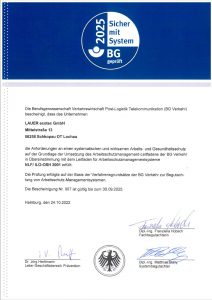 Zertifikat: BG Verkehr AMS Zertifizierung